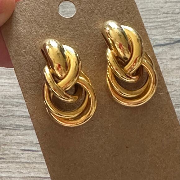 BOGO FREE Vintage runway 90’s GOLDEN knocker earrings statement - Picture 3 of 4